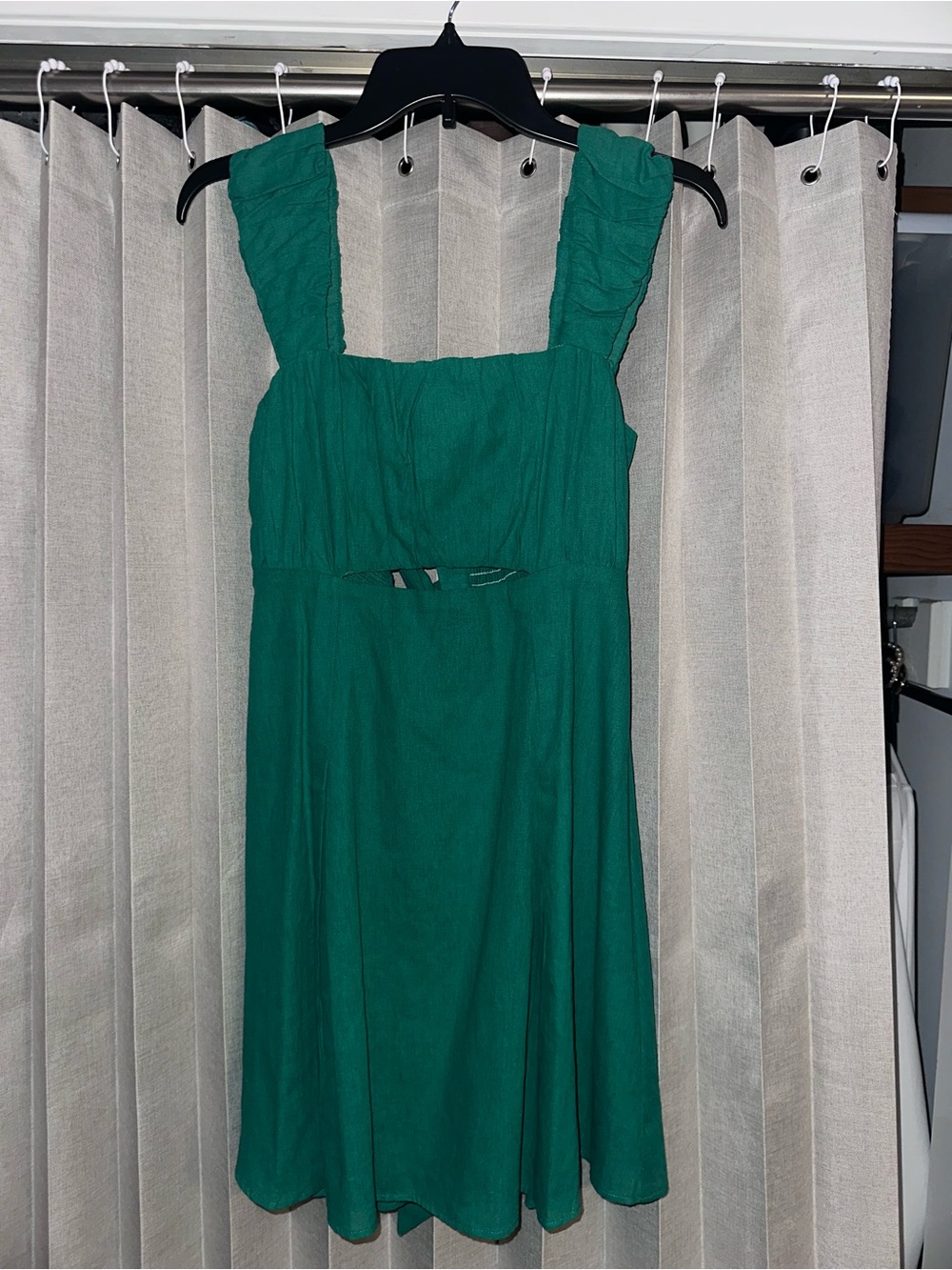 TCEC Teal Square-Neck Mini Dress with Cutout Waist